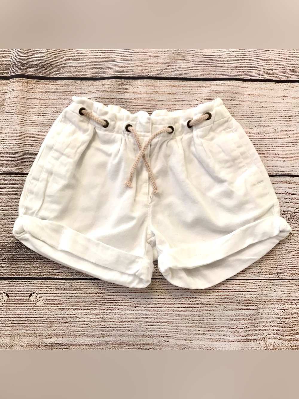 Crewcuts White Woven Paper Bag Shorts with Faux Drawstring Girl’s Size 7